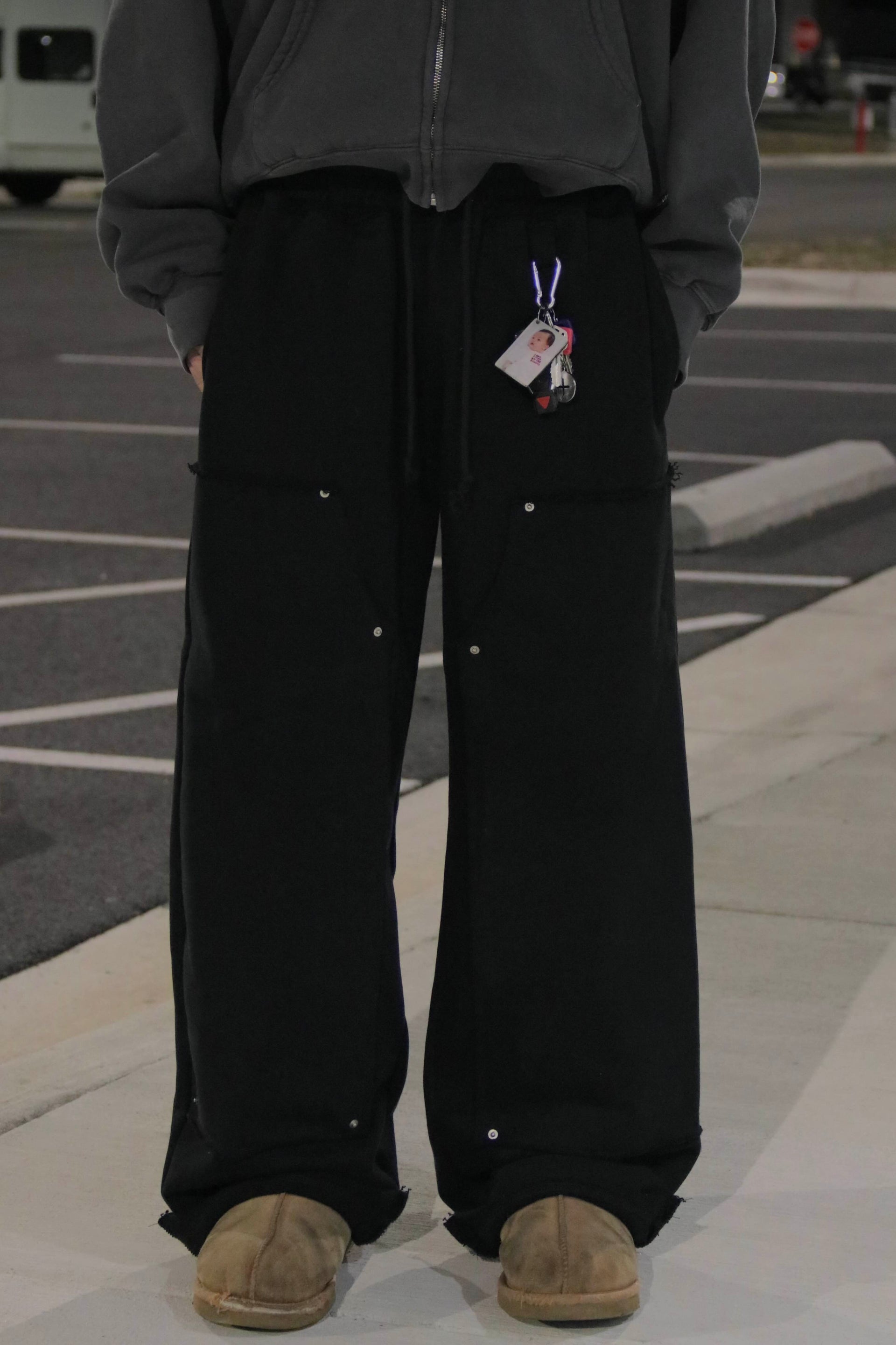 BLACK DOUBLE KNEE SWEATS